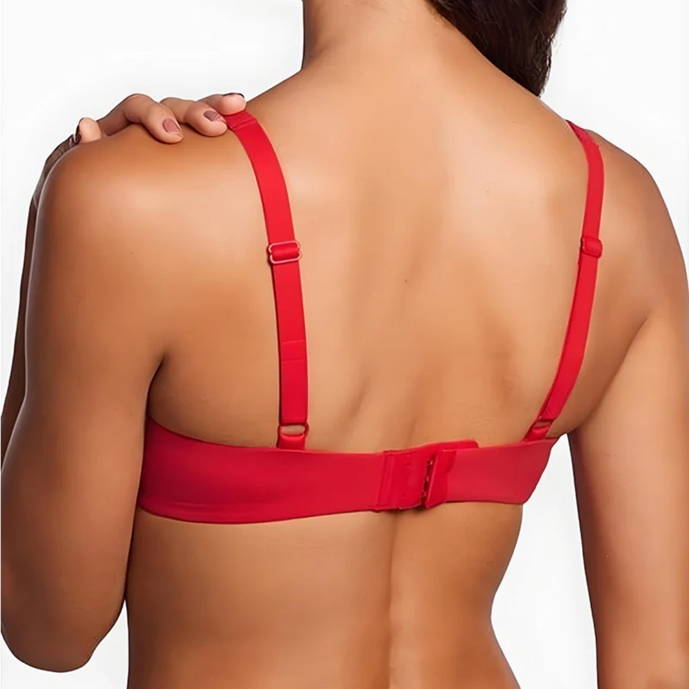 Smooth Red Underwire Bra with Supportive Straps - Picture 2 of 5
